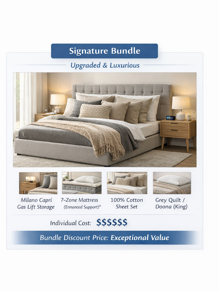 Setuply™ Master Bedroom King Bundle – Complete Bed Setup (King)