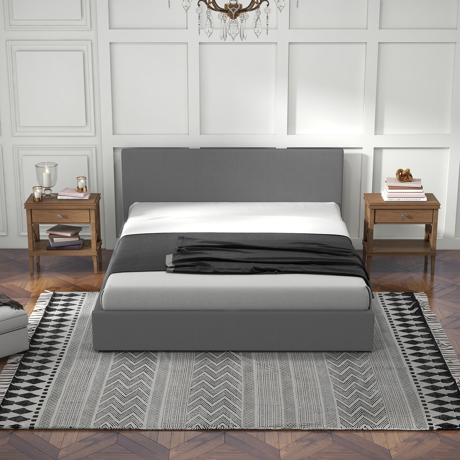 Milano Sienna Luxury Bed with Headboard (Model 2) - Grey No.28 - King-1951134894885310467