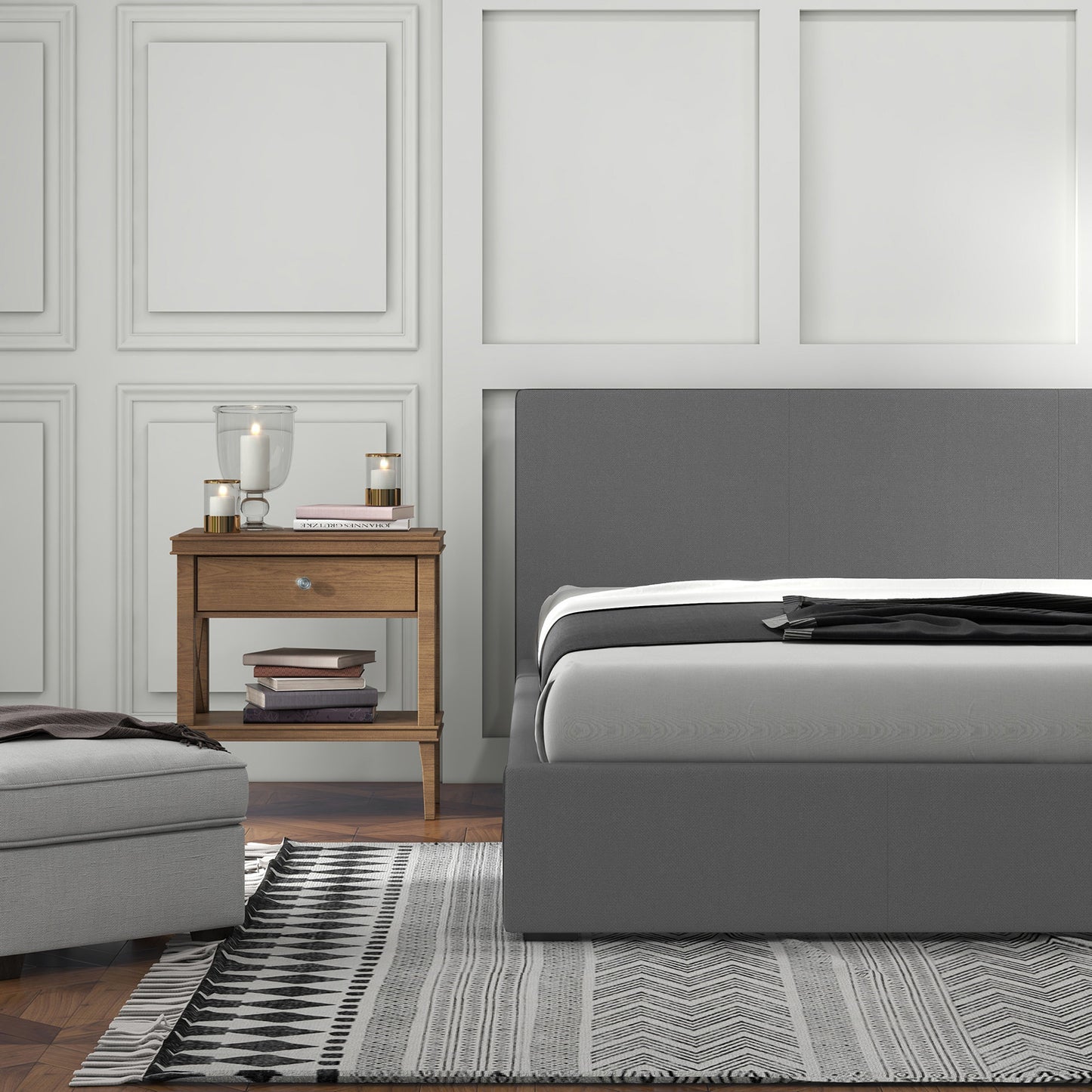 Milano Sienna Luxury Bed with Headboard (Model 2) - Grey No.28 - King-1951134894885310468