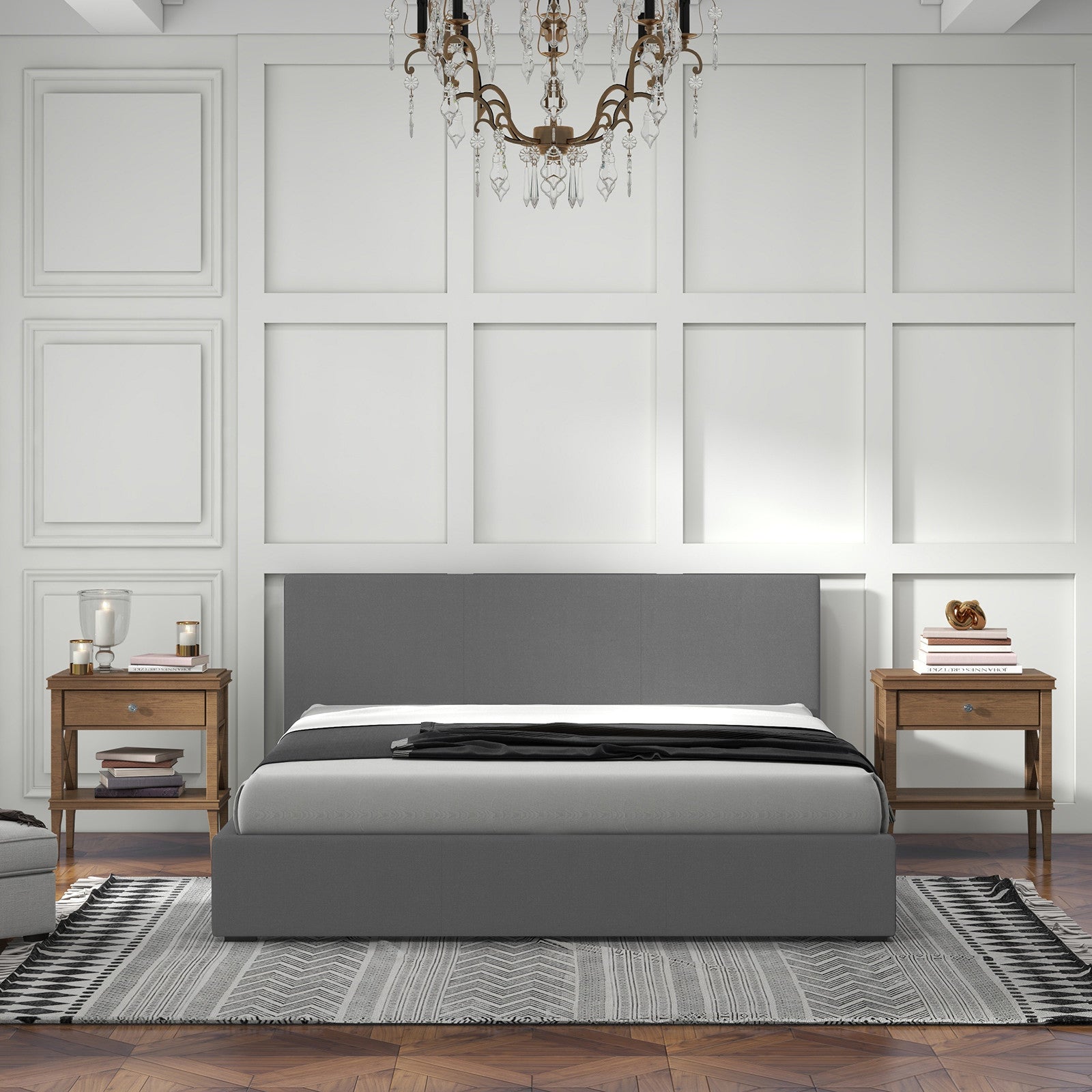 Milano Sienna Luxury Bed with Headboard (Model 2) - Grey No.28 - King-1951134894885310470