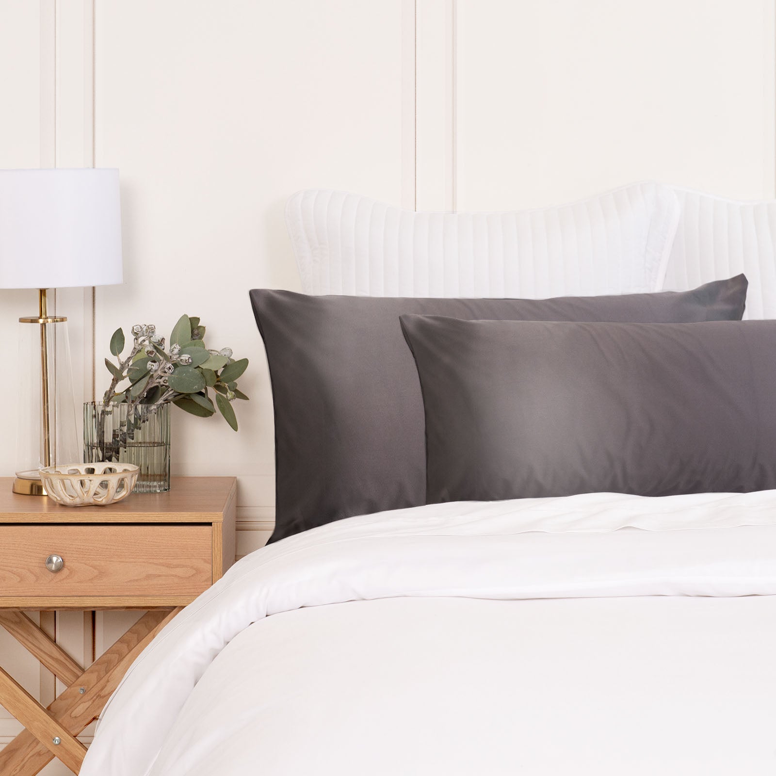 MULBERRY SILK PILLOW CASE TWIN PACK - SIZE: 51X76CM - CHARCOAL-1951134812672757761