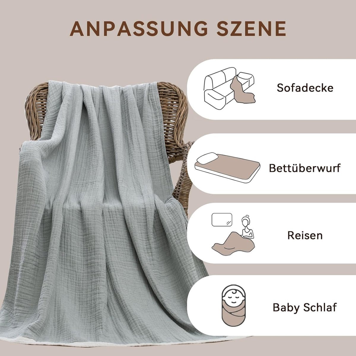 Setuply Luxury™ Muslin Throw Blanket – Boutique Accommodation Collection