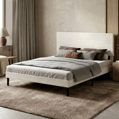 Levede Queen Bed Frame Upholstered Adjustable Headboard Platform Mattress Base-2039479500206641159