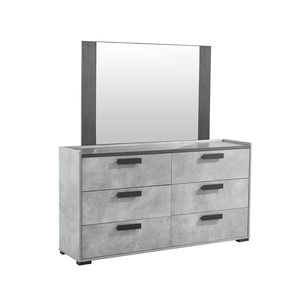 Setuply™ Contemporary COP Fabric Bedroom Suite – Black Oak & Cement