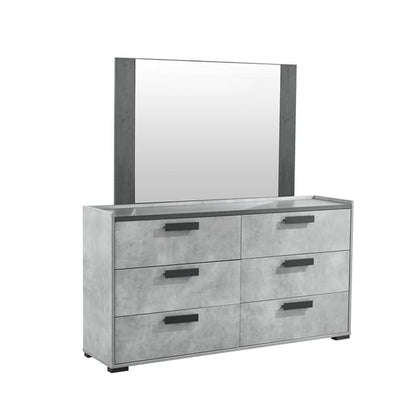 Setuply™ Contemporary COP Fabric Bedroom Suite – Black Oak & Cement