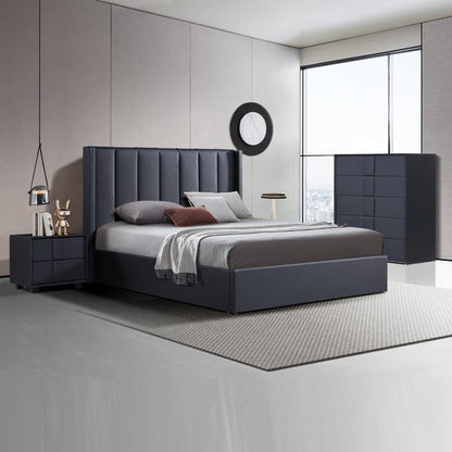 Setuply™ Modern Prado 4-Piece Fabric Gas-Lift Queen Bedroom Suite