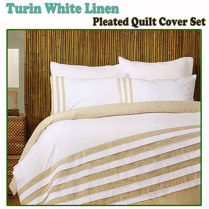 Setuply Luxury™ Turin White Linen Quilt Cover Set – Boutique Accommodation Collection