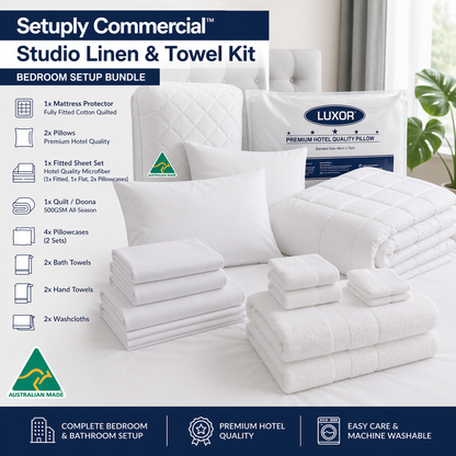 Setuply Commercial™ Studio Linen & Towel Kit (Bedroom Setup Bundle)