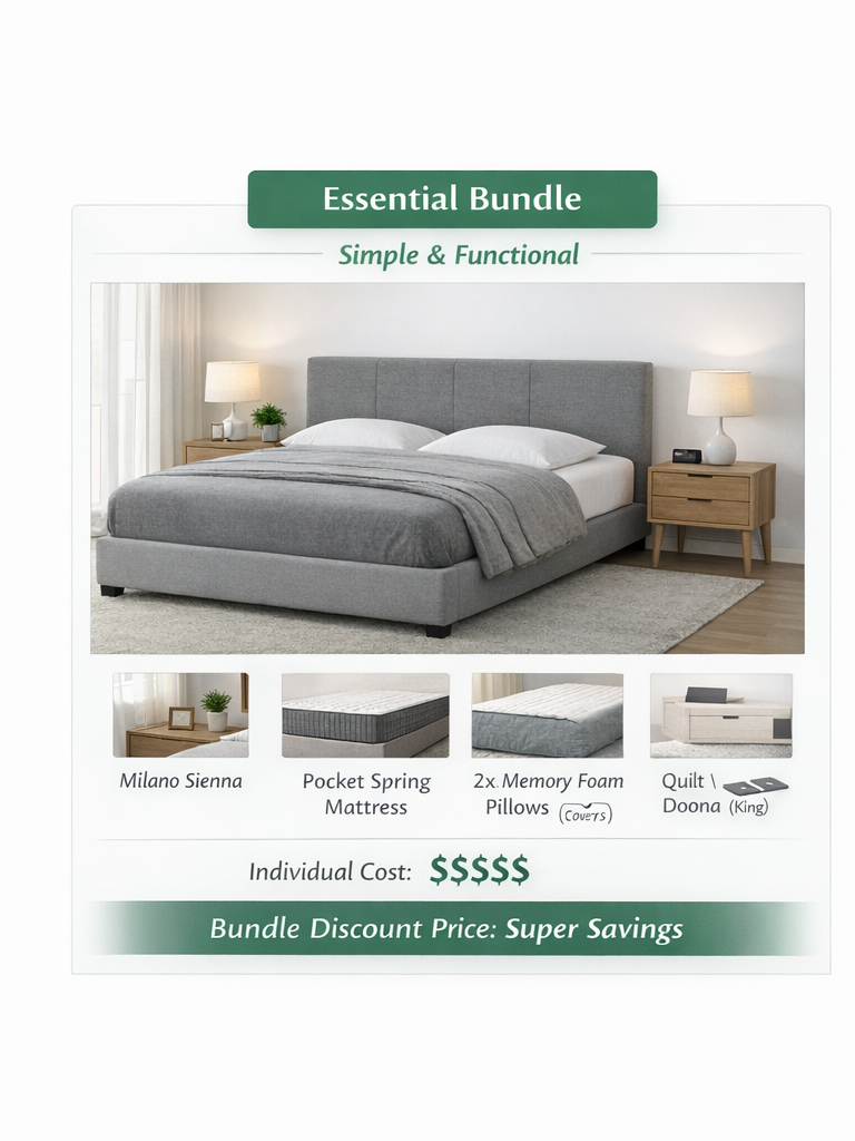 Setuply™  Master Bedroom King Bundle – Complete Bed Setup (King)