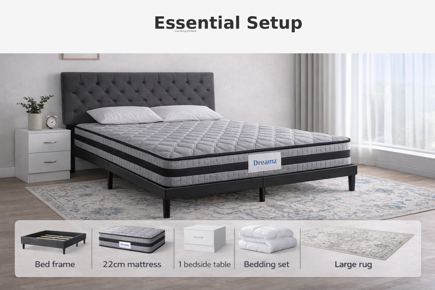 Setuply™ Complete Bedroom Setup Bundle (Queen)