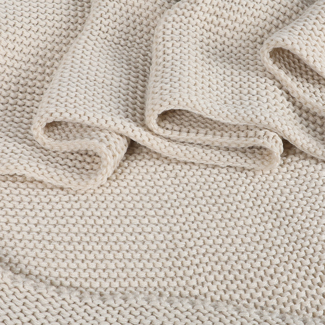 DreamZ Knitting Throw Blanket Cushion Beige-2006733231445118979
