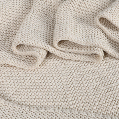 DreamZ Knitting Throw Blanket Cushion Beige-2006733231445118979
