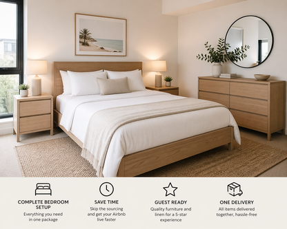 Setuply Commercial™ Airbnb Package – 1 Bedroom (Furniture + Linen Setup)