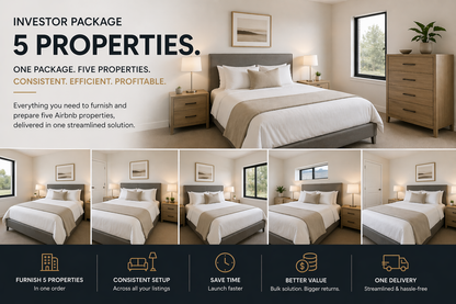 Setuply Commercial™ Investor Package – 5 Properties (Furniture + Linen Setup)